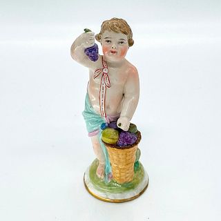 Early 19th Century European Porcelain Figurine, Cherub Picking Fruit