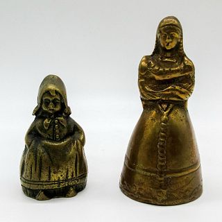 2pc Antique Brass Figural Hand Bells