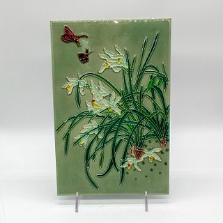Vintage Floral Ceramic Wall Plaque Tile