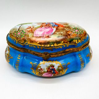 Antique Coalport Porcelain Ware Box, Fragonard Love Story