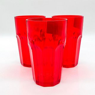 3pc Guzzini Drinkware, Bicchiere Molato Alto Red Clear