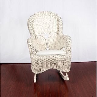 Antique White Wicker Rocking Chair