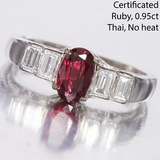 CERTIFICATED RUBY AND DIAMOND RING