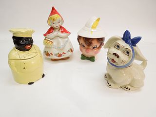 (4) Mid 20th C. Ceramic Character Cookie Jars.