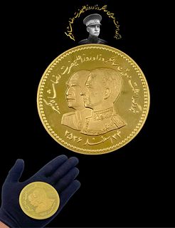 A Large Persian (Iran) Royal Pahlavi Kings Commemorative Gold Medal