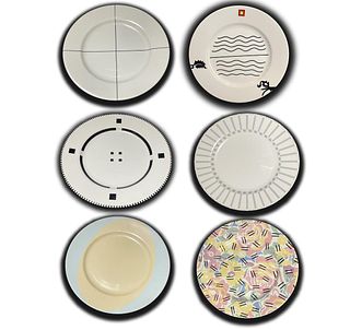 A Set of Six Swid Powell Ceramic Plates, Hallmarked