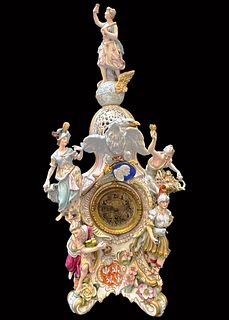 19th Century Meissen Style Figural Group Table Clock