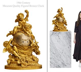 A Large 19th Century French Figural Bronze Clock