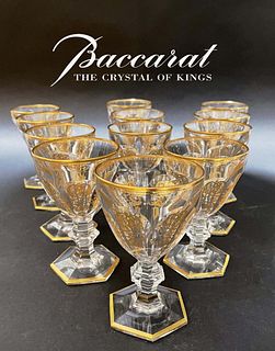 A Set Of Twelve Fine French Baccarat Crystal Empire Glasses, Hallmarked