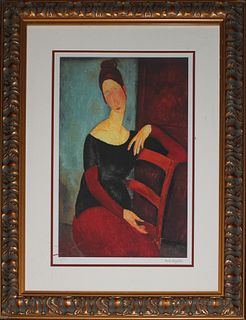 After Modigliani Portrait of Jeanne Hebuterne Limited Edition Lithograph