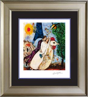 Bride and Groom of the Eiffel Tower Marc Chagall Limited Edition after Chagall