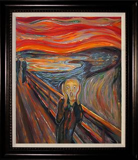 After Edvard Munch Limited Hand Embellished oil and  ink on canvas The Scream