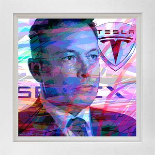 Elon Musk Futurist Mixed Media Original on canvas David Lloyd Glover