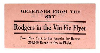 Vin Fiz, Original Promotional Slip, Greetings from the Sky 