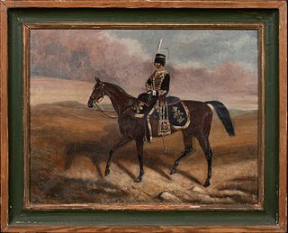 PORTRAIT OF AN OFFICER OF ROYAL HORSE OIL PAINTING