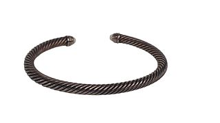 David Yurman Twisted Silver Wire Bracelet w/ Pearl