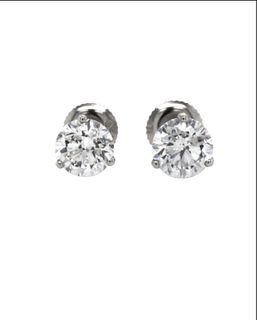 2.06cts Round Brilliant Cut Diamond Stud Earrings