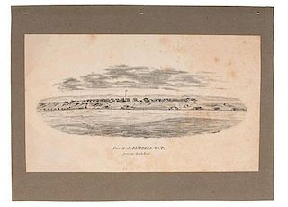 Fort D.A. Russell, Wyoming Territory, Rare Pencil Drawing, Ca 1869-1870 