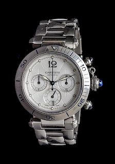 A Stainless Steel Chronograph Ref. 2113 "Pasha" Wristwatch, Cartier,