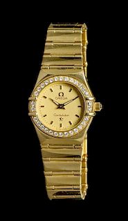 An 18 Karat Yellow Gold and Diamond "Constellation" Wristwatch, Omega,