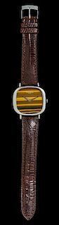 An 18 Karat White Gold and Tiger's Eye Wristwatch, Vacheron & Constantin,