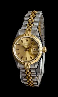 A Stainless Steel and 18 Karat Yellow Gold Ref. 69173 Oyster Perpetual Datejust Wristwatch, Rolex, Circa 1984,