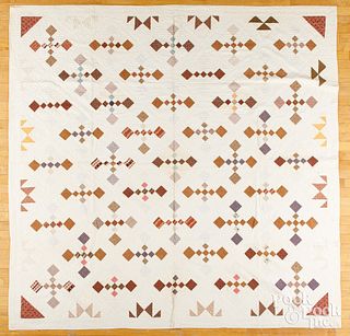 Nine patch variant patchwork quilt, ca. 1900