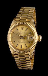 An 18 Karat Yellow Gold Ref. 6917 Oyster Perpetual Datejust Wristwatch, Rolex, Circa 1982,