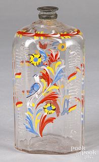 Steigel type enamel decorated flask, 19th c.