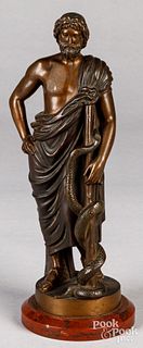 Bronze of a Roman figure with snake