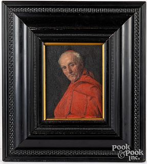 Oil on panel of a cardinal, 19th c.