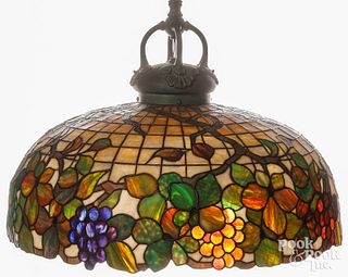 Leaded glass hanging light, early 20th c.