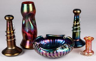 Five pieces of art glass