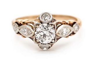 A Platinum Topped Gold and Diamond Ring, 1.70 dwts.