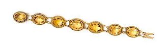 A Victorian Yellow Gold and Citrine Bracelet, 19.30 dwts.
