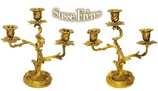Pair Of 19th Century French Gilt Bronze Signed By Susse Freres Candelabras
