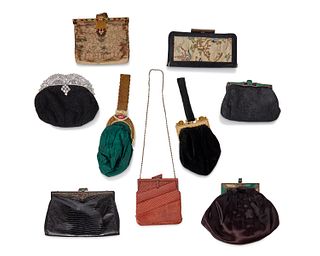 A large group of vintage clutch purses