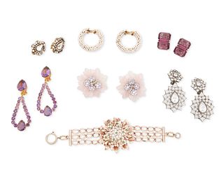 A group of vintage costume jewelry
