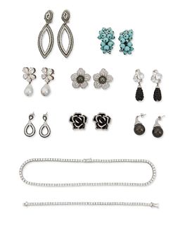 A large group of diamante statement jewelry