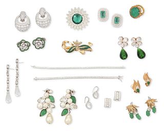 A large group of costume jewelry