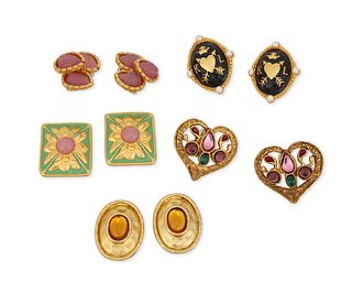 A group of vintage designer earrings