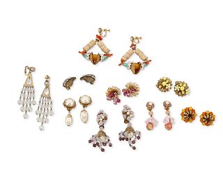 A large group of vintage earrings