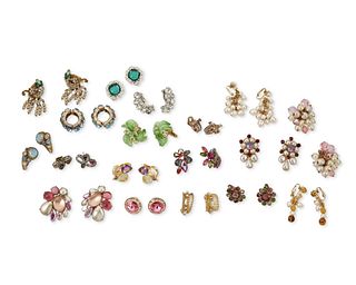 A large group of vintage and modern earrings