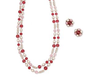 A pink Miriam Haskell jewelry set