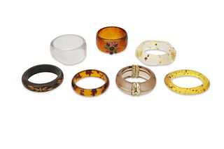A group of vintage resin bangles