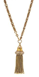A Victorian Yellow Gold Fob Chain with Tassle Pendant, 21.00 dwts.