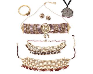 A group of Indian Moghul style costume jewelry