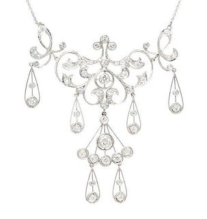 An Edwardian Platinum and Diamond Necklace, 12.80 dwts.