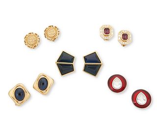 A group of vintage Yves Saint Laurent YSL and Dior earrings