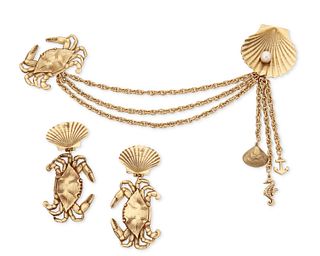 A set of Joseff of Hollywood sea life jewelry